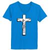 Ladies’  Junior Fine Jersey V-Neck Longer Length T-Shirt Thumbnail