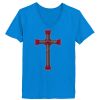 Ladies’  Junior Fine Jersey V-Neck Longer Length T-Shirt Thumbnail